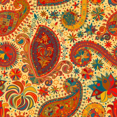 Vintage çiçek motifi etnik sorunsuz arka plan.