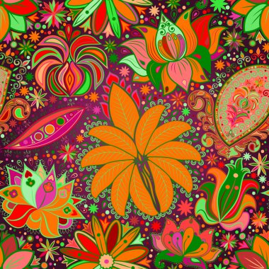 Vintage çiçek motifi etnik sorunsuz arka plan.