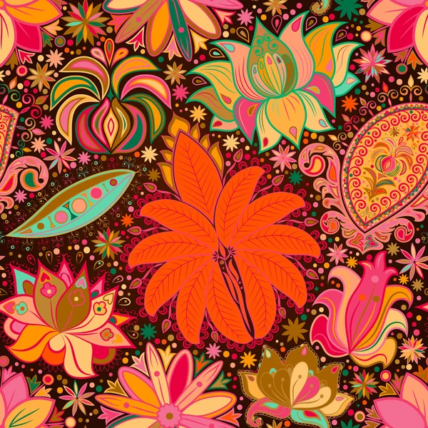 Vintage çiçek motifi etnik sorunsuz arka plan. — Stok Vektör