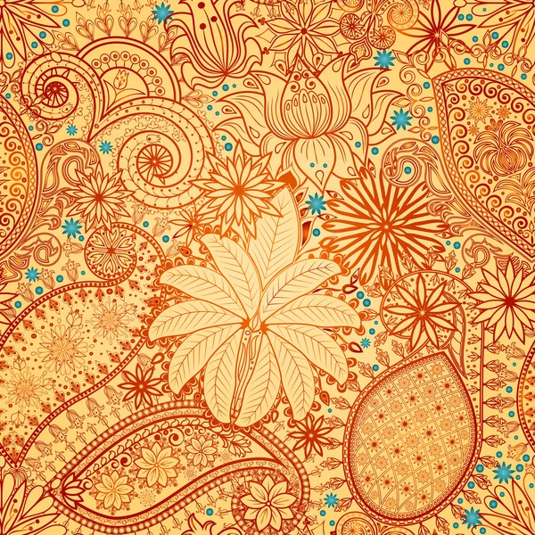 Vintage floral motif ethnic seamless background. — Stock Vector