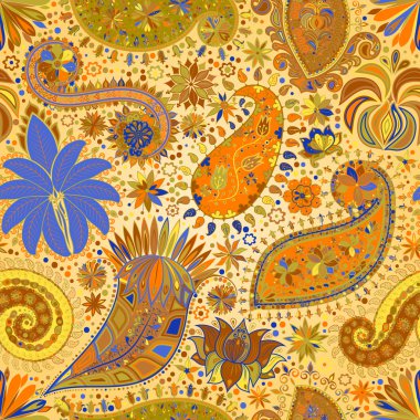 Vintage çiçek motifi etnik sorunsuz arka plan.