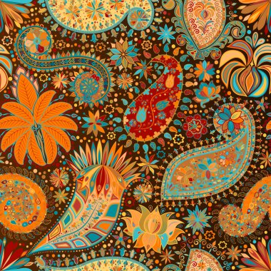 Vintage çiçek motifi etnik sorunsuz arka plan.