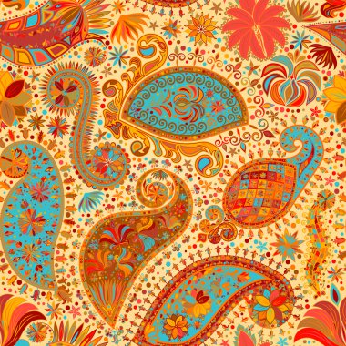 Vintage çiçek motifi etnik sorunsuz arka plan.