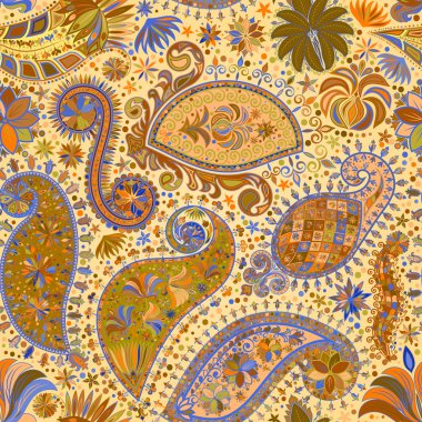 Vintage çiçek motifi etnik sorunsuz arka plan.