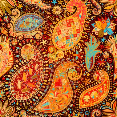 Vintage çiçek motifi etnik sorunsuz arka plan.