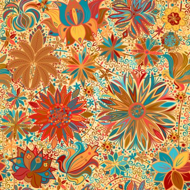 Vintage çiçek motifi etnik sorunsuz arka plan.