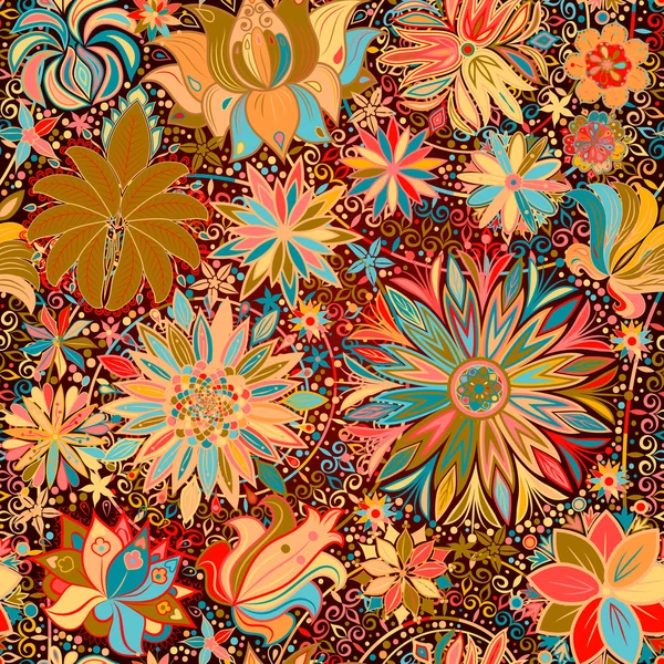 Vintage floral motief etnische naadloze achtergrond. — Stockvector