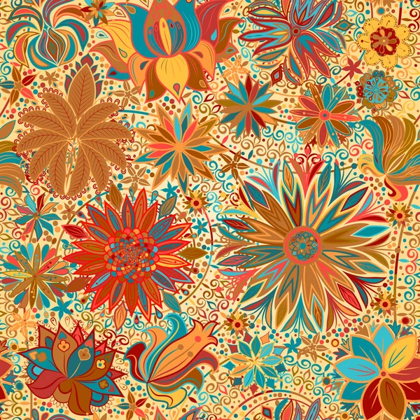 Vintage floral motif ethnic seamless background. — Stock Vector