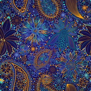 Vintage çiçek motifi etnik sorunsuz arka plan.