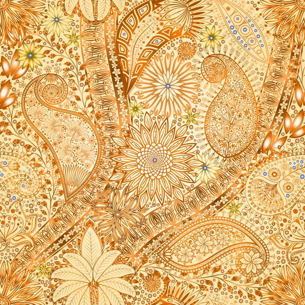 Vintage motivo floral étnico sin costuras fondo . — Archivo Imágenes Vectoriales