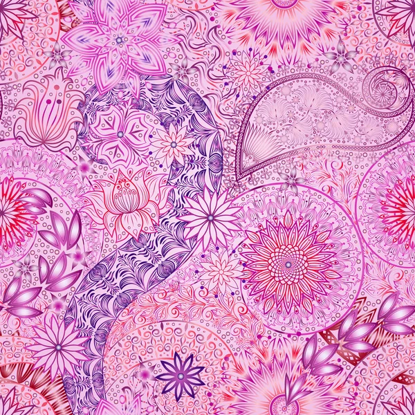 Vintage motivo floral étnico sin costuras fondo . — Archivo Imágenes Vectoriales