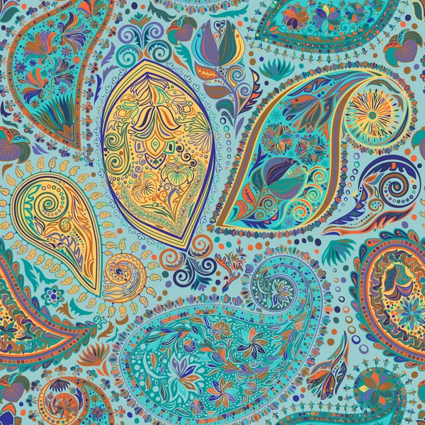 Paisley vintage motif bunga latar belakang etnis mulus . - Stok Vektor