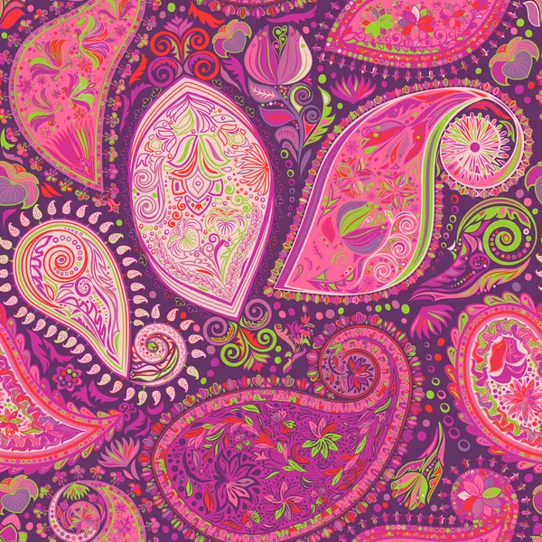 Paisley vintage květinový motiv etnické bezešvé pozadí. — Stockový vektor