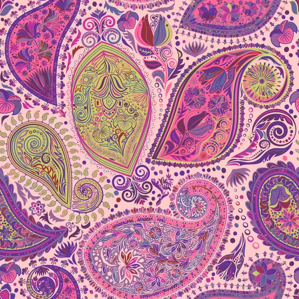 Paisley vintage çiçek motifi etnik sorunsuz arka plan. — Stok Vektör