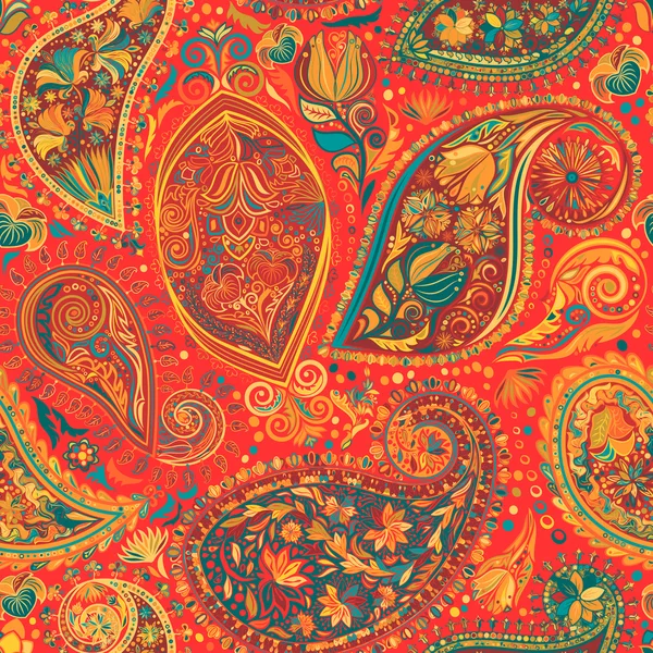 Paisley vintage çiçek motifi etnik sorunsuz arka plan. — Stok Vektör