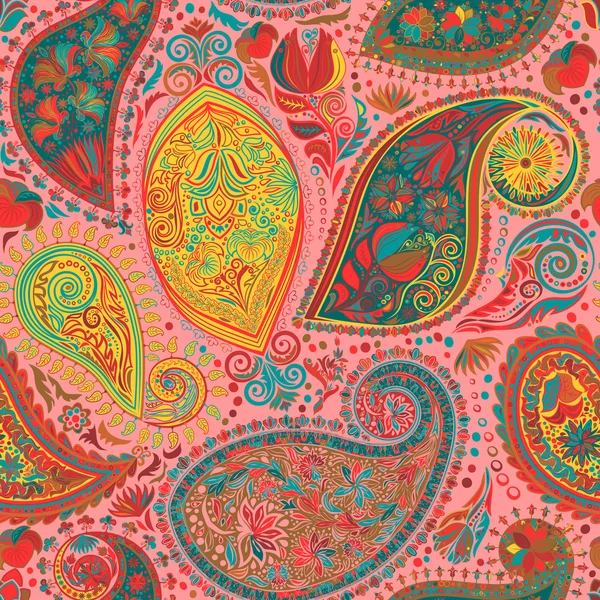 Paisley vintage motivo floral étnico sin costuras fondo . — Vector de stock