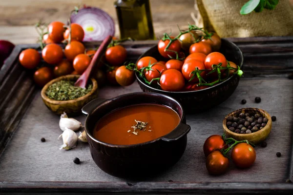 Domowe zupa pomidorowa — Zdjęcie stockowe