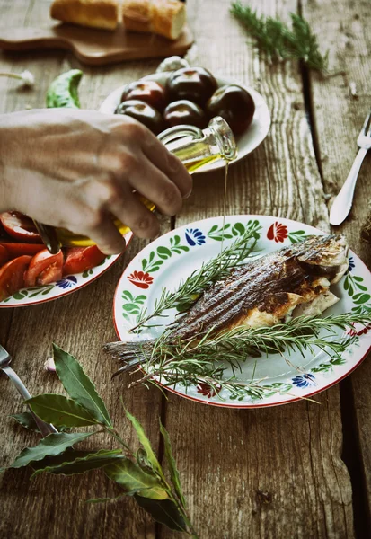 Fisch und Gemüse — Stockfoto