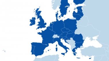 Brexit - Avrupa Birliği - 2016'ın referandum ayrıldıktan sonra onun durumunu değiştirme İngiltere gösterilen basit animasyonlu harita - mavi düz tasarım