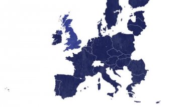 Avrupa Birliği mavi dokulu harita İngiltere dumanlı bir etkisi yok Brexit - göstermek için animasyon