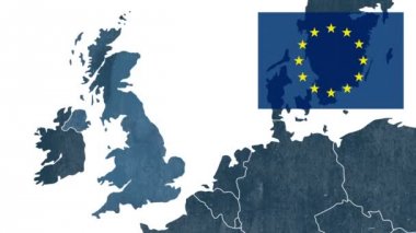 Referandum Brexit - Batı AB dokulu harita Birleşik Krallık'ın dışlama gösterilen Avrupa bayrağı - buharlaşma etkisi hakkında