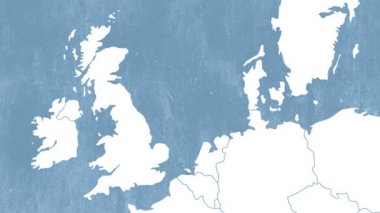 Avrupa Birliği haritacılık Brexit gösteren batısında bir duman animasyon - bastırılmış İngiltere ile beyaz ve mavi doku