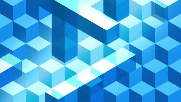 Blue Cubes Bars Abstract Animation Background Looped Seamless Isometric Perspective — Stock Video