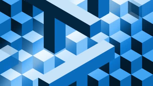 Blue Cubes Bars Abstract Animation Background Looped Seamless Isometric Hypnotic — Stock Video