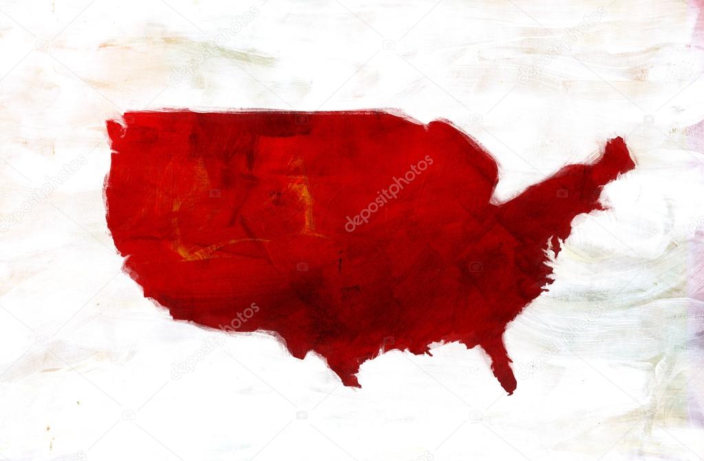 Textured Map of United States - america - red and white