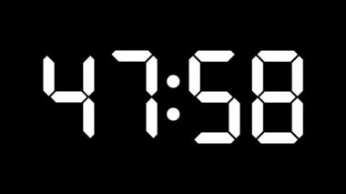 dijital saat countdown üzerinden altmış sıfır - full hd - lcd ekran ile çekim - beyaz sayılar siyah bir arka plan üzerinde