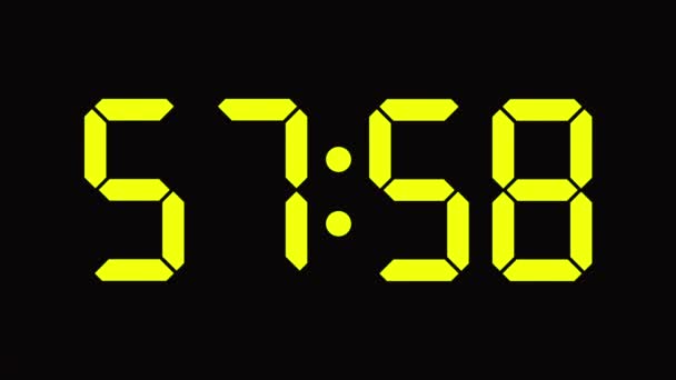 Compte à rebours de l'horloge numérique de soixante à zéro - Full HD - Affichage LED - chiffres verts ou jaunes 