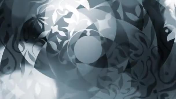Belle animation brillante avec des motifs rotatifs, réflexion des lumières bokeh, effet miroir - monochrome gris bleuâtre - Full HD 1080p - 1920x1080 