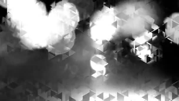 Animation graphique en noir et blanc avec triangles et éclairs de lumière en bokeh - Full HD — Video