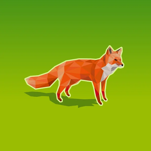 Red fox w stylu low poly na zielonym tle - zmienny rozmiar wielokąta ilustracja — Wektor stockowy