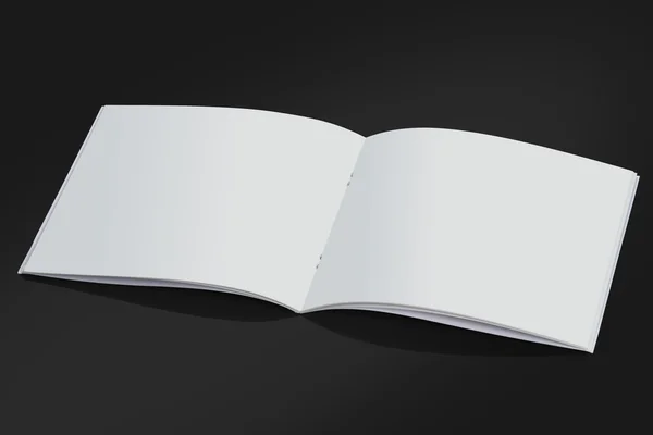 打开白色空白宣传册杂志封面的模拟 — 图库照片