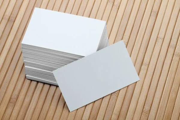 Bunch of Blank White Business Card on Wooden Background — Stock Photo, Image