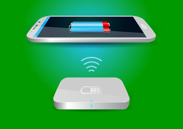 Chargeur de batterie sans fil et Smartphone ou tablette - Vector Illus — Image vectorielle