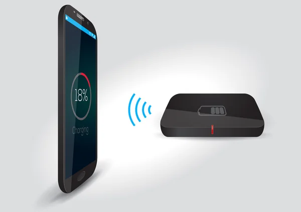 Kablosuz pil şarj cihazı ve akıllı telefon veya Tablet - vektör Illus