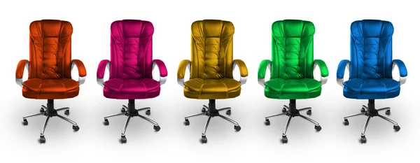 Красочные стулья офиса - красный, розовый, желтый, зеленый и синий — стоковое фото