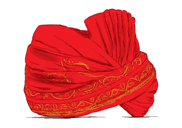 Indische hoofddeksels tulband gebruikt in huwelijken - vectorillustratie — Stockvector