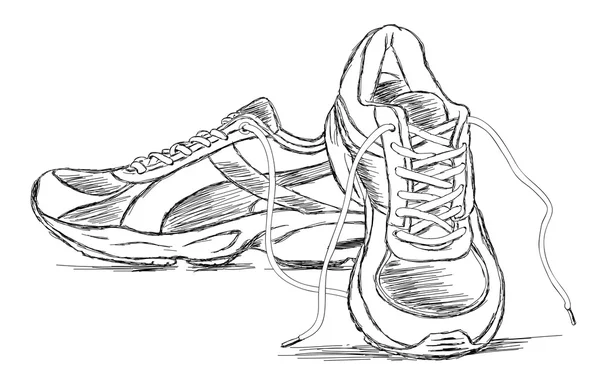 Zapatillas deportivas hechas a mano Vector Sketch Illustration — Vector de stock