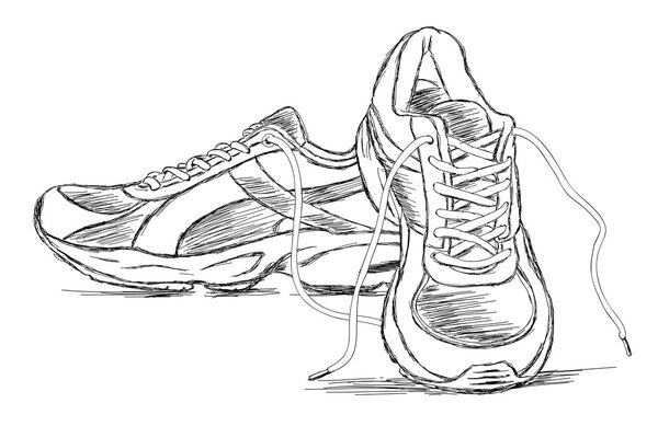 Векторный эскиз спортивной обуви ручной работы
