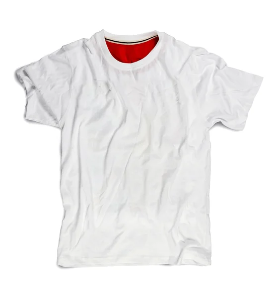 T-shirt branca em branco para Mockup Isolado em Branco — Fotografia de Stock