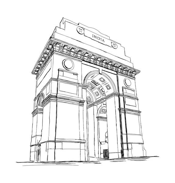 Índia Gate Vector Sketch Illustration War Memorial, Nova Deli, I —  Vetores de Stock