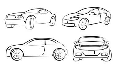 Elle çizilmiş araba araç karalama Sketch vektör çizim