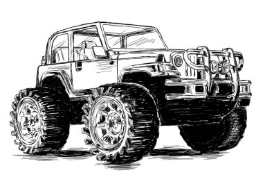 Doğa sporları - 4 x 4 spor programı araç Suv vektör Illustrat