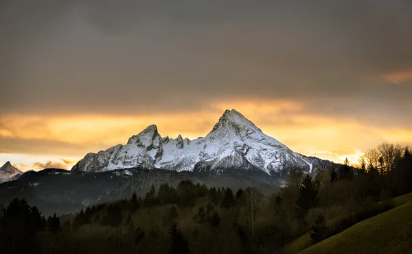 Watzmann saat matahari terbenam, Berchtesgadener Land, Jerman — Stok Foto