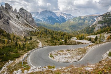 Pass road in Tre Cime National Park, Dolomites, Italian Alps clipart