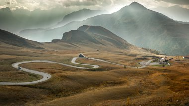 Serpentine road at Passo Giau, Dolomites, Italy clipart