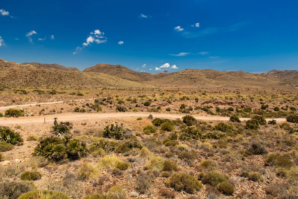 Onverharde weg in Cabo de Gata Nationaal Park, Andalusie, Spanje — Stockfoto